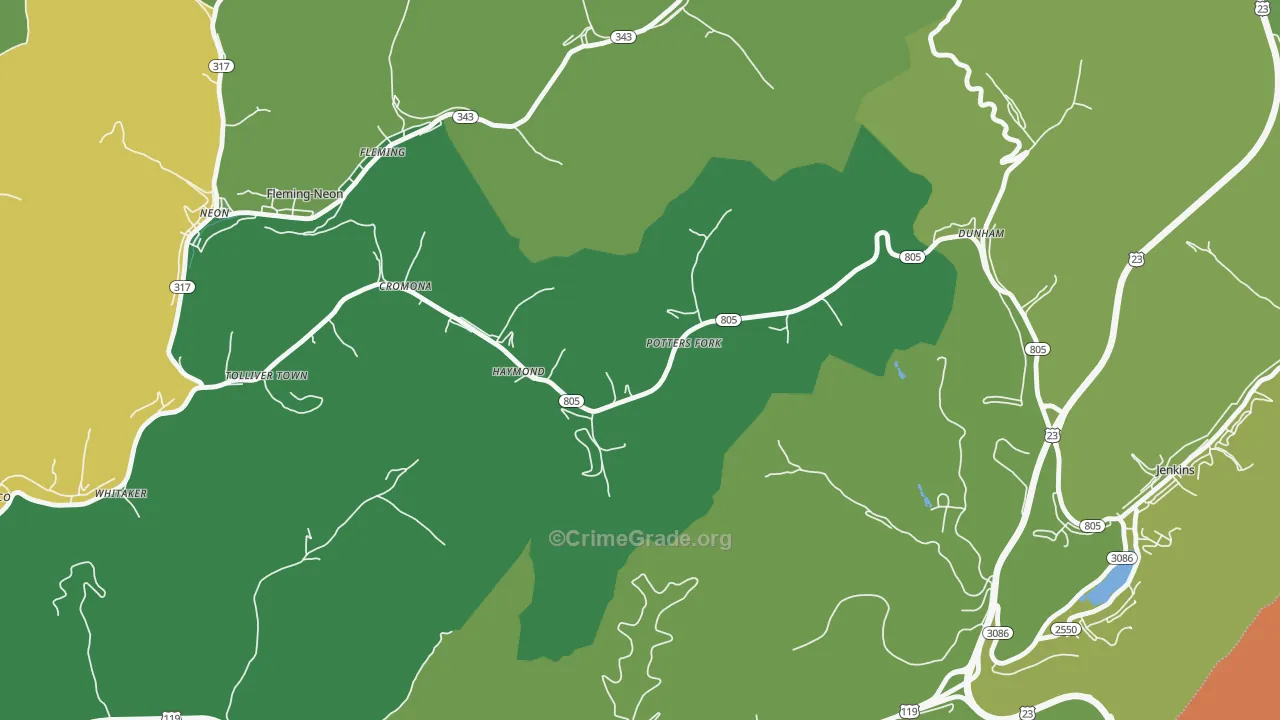 41810, KY Map of Vehicle Theft Rates