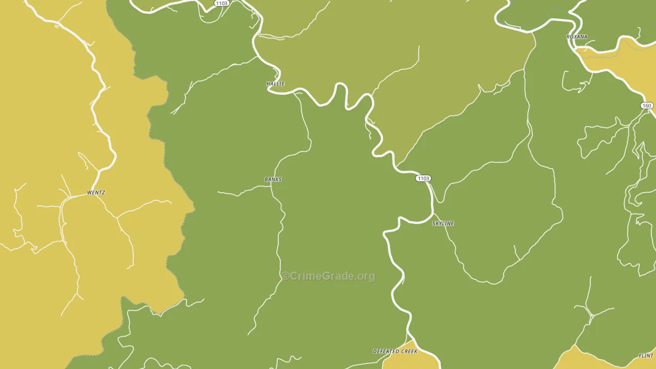 41821, KY Map of Vehicle Theft Rates