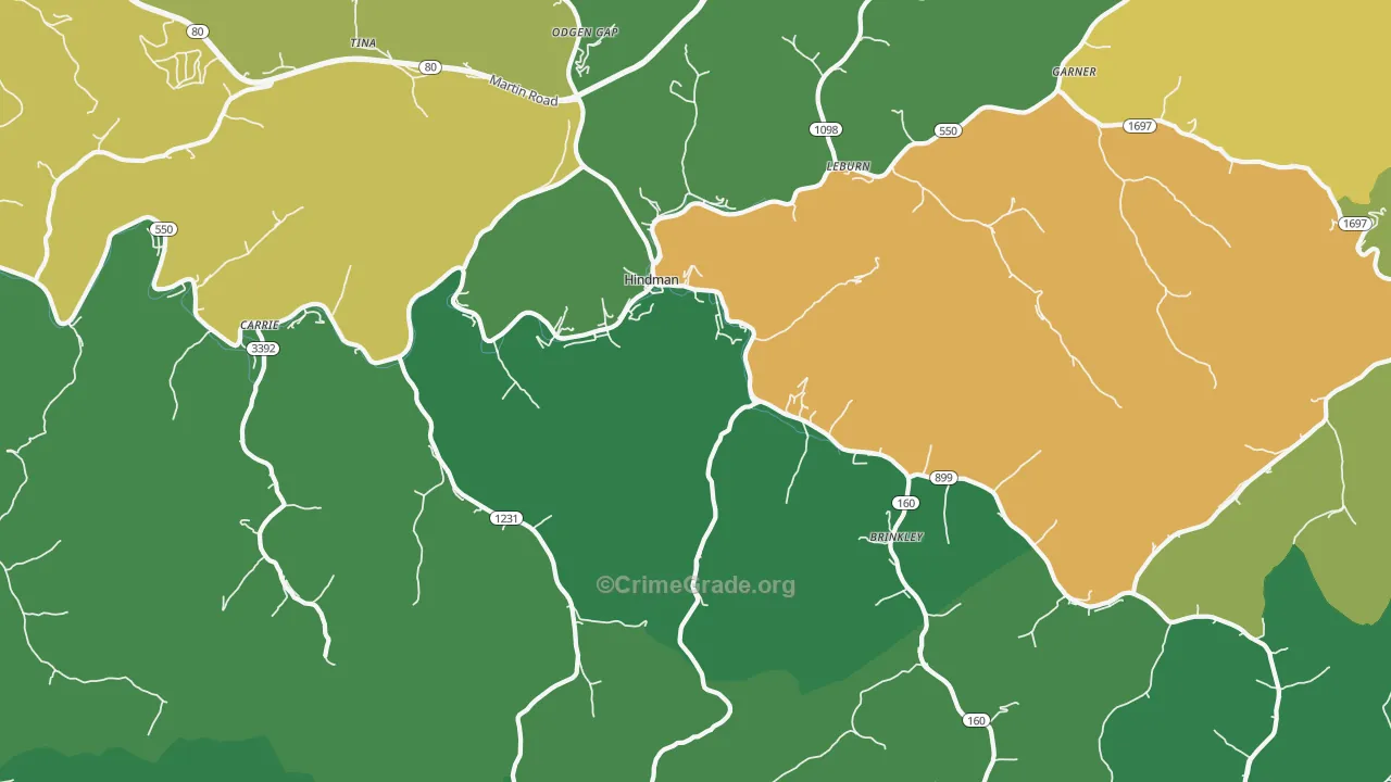 41822, KY Map of Vehicle Theft Rates