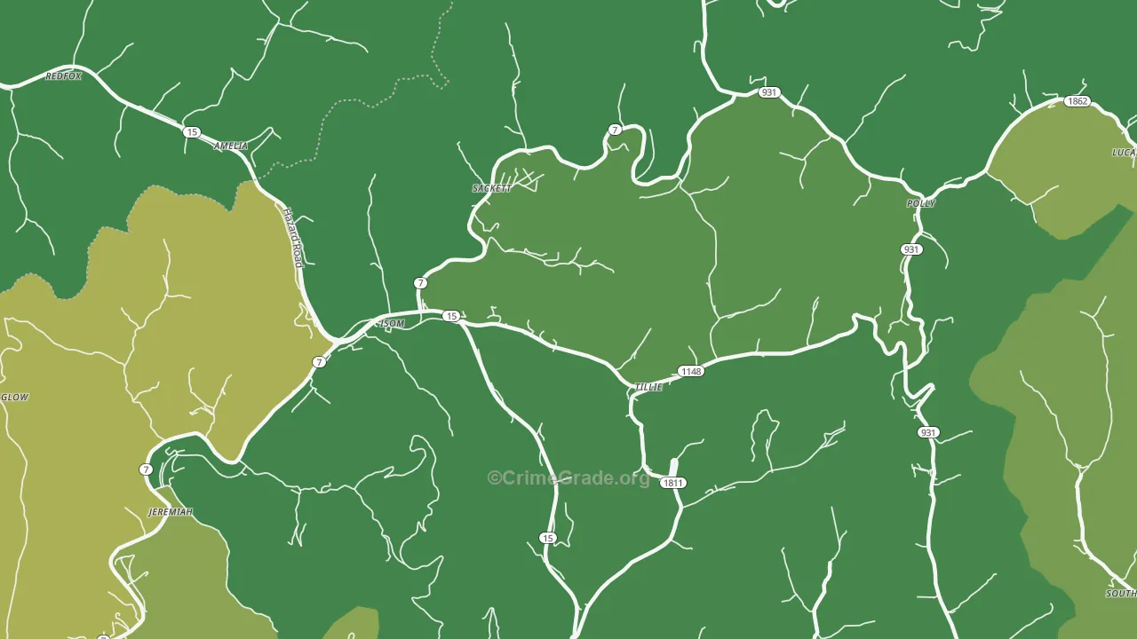 41824, KY Map of Vehicle Theft Rates