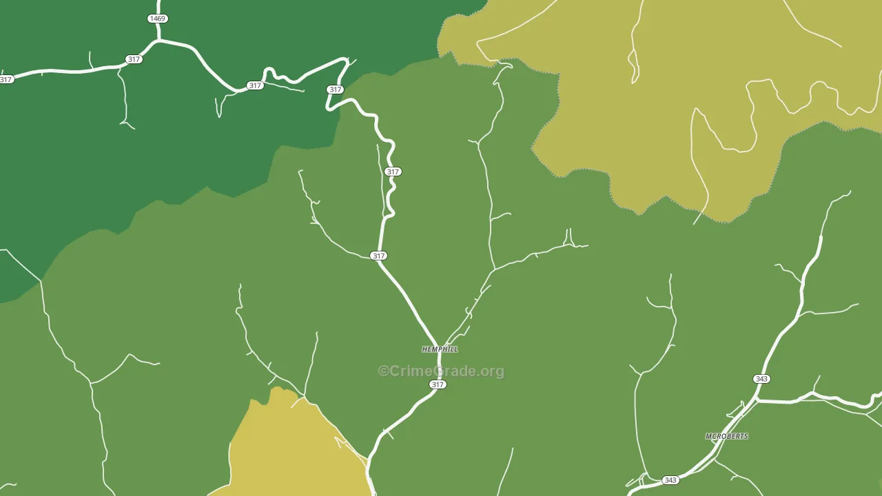 41825, KY Map of Vehicle Theft Rates
