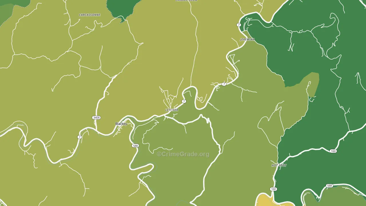 41832, KY Map of Vehicle Theft Rates