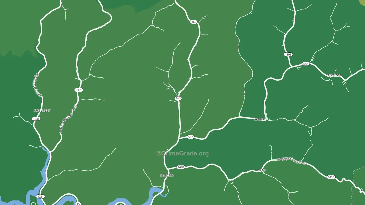 41834, KY Map of Vehicle Theft Rates