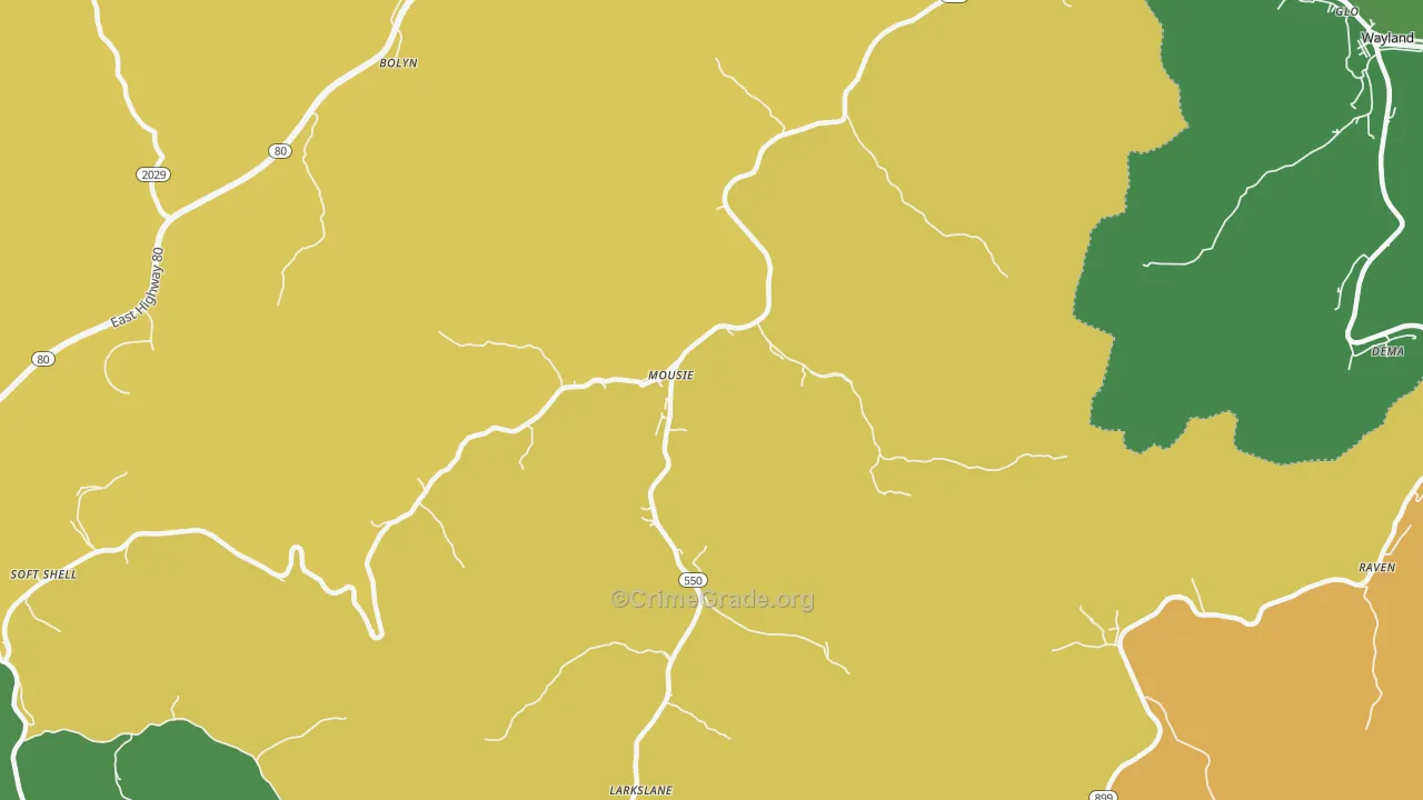 41839, KY Map of Vehicle Theft Rates