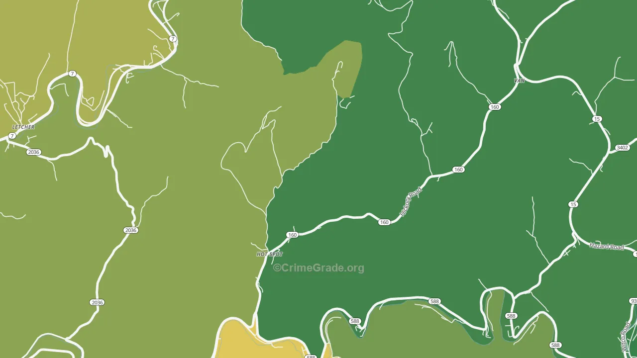 41845, KY Map of Vehicle Theft Rates