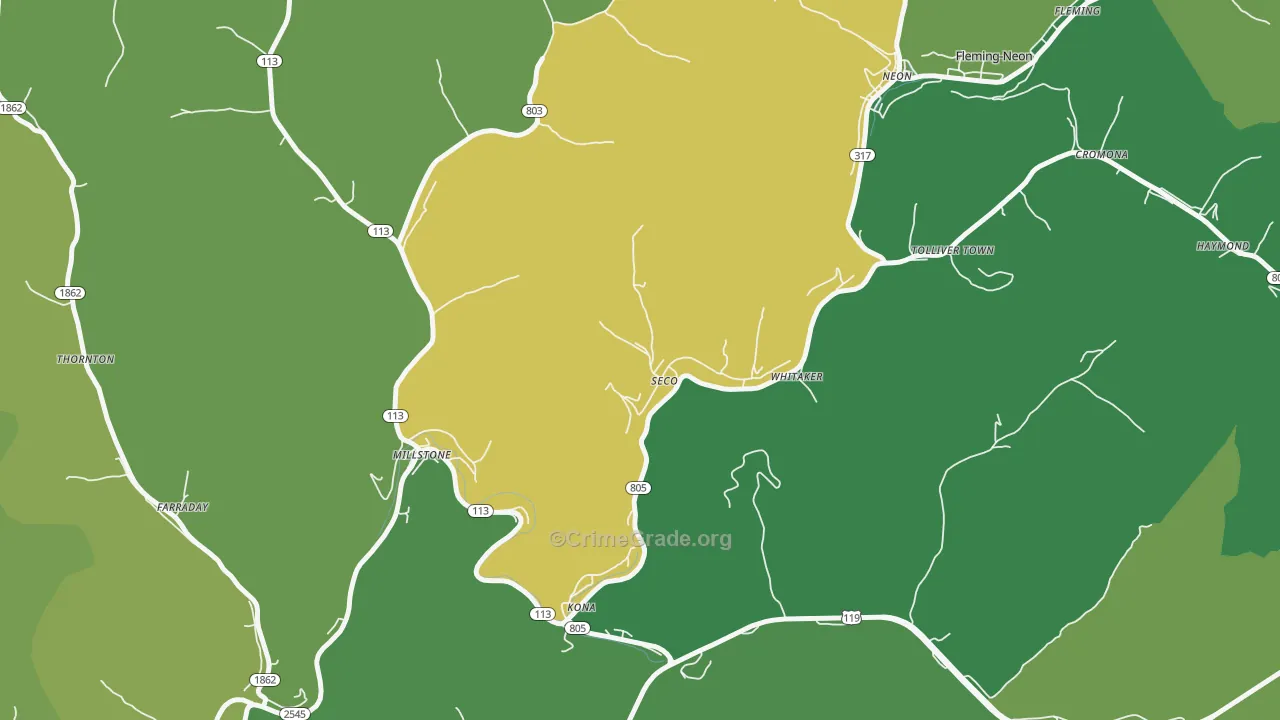 41849, KY Map of Vehicle Theft Rates