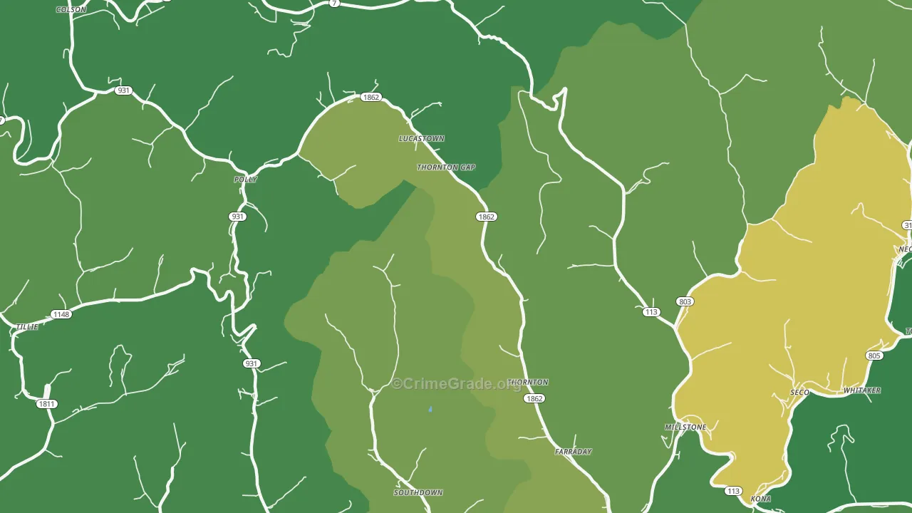 41855, KY Map of Vehicle Theft Rates