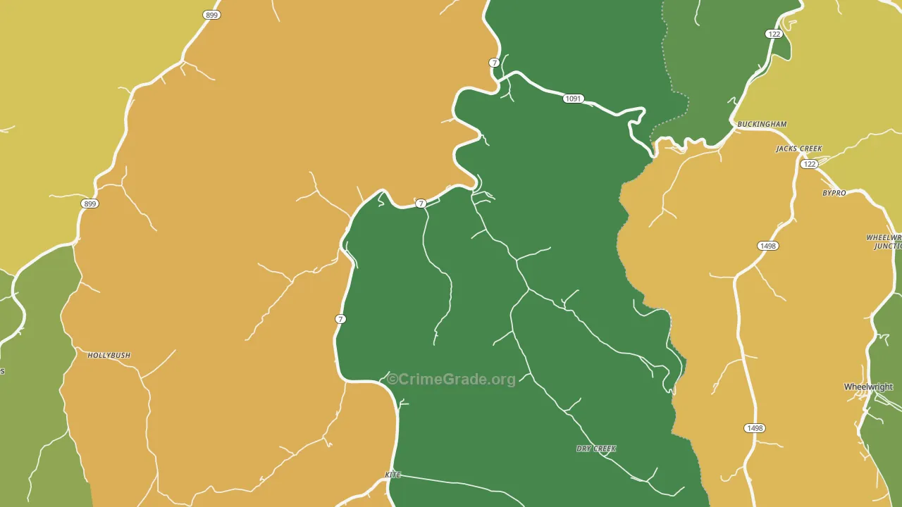 41862, KY Map of Vehicle Theft Rates
