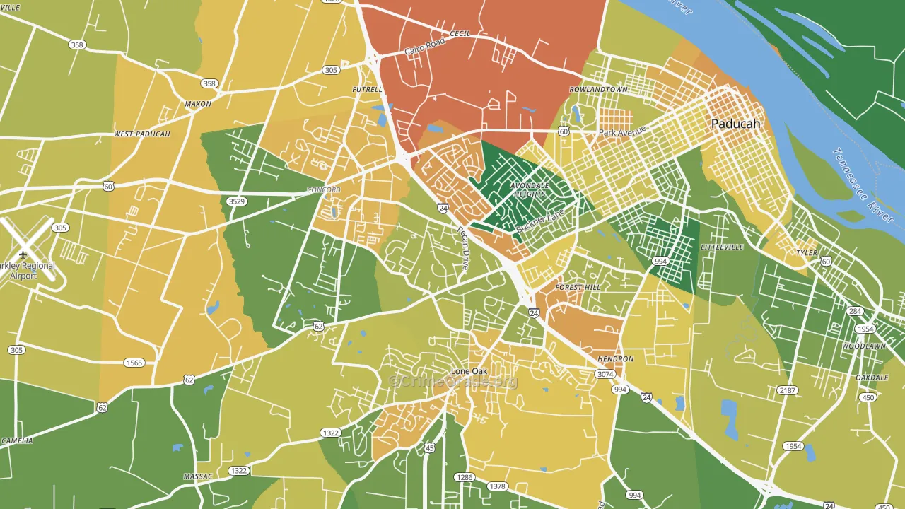 42001, KY Map of Vehicle Theft Rates