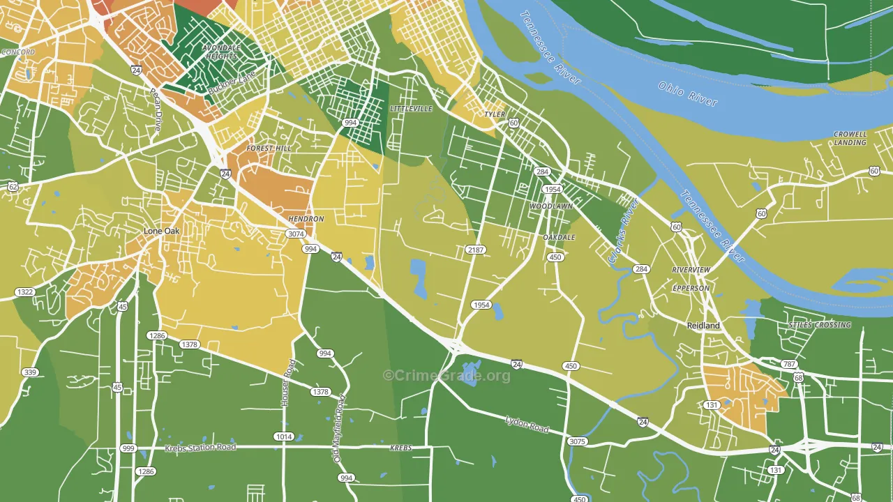 42003, KY Map of Vehicle Theft Rates
