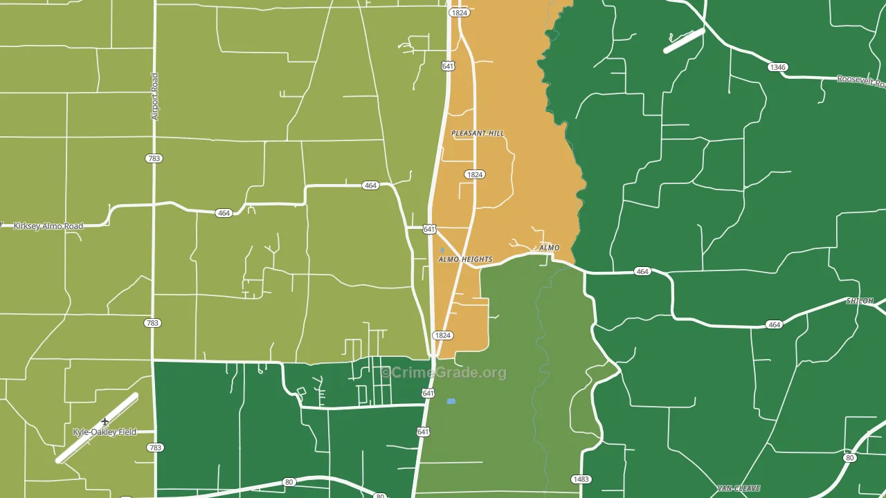 42020, KY Map of Vehicle Theft Rates