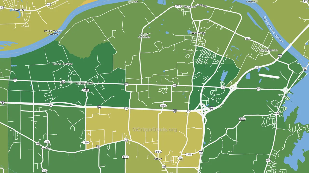 42029, KY Map of Vehicle Theft Rates