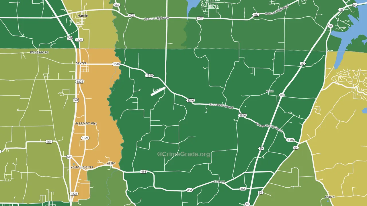 42036, KY Map of Vehicle Theft Rates