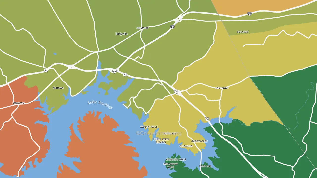 42038, KY Map of Vehicle Theft Rates