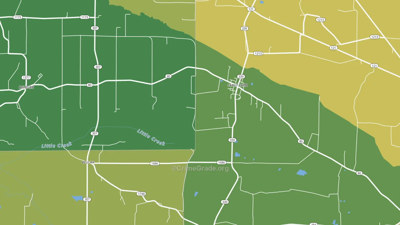 42039, KY Map of Vehicle Theft Rates