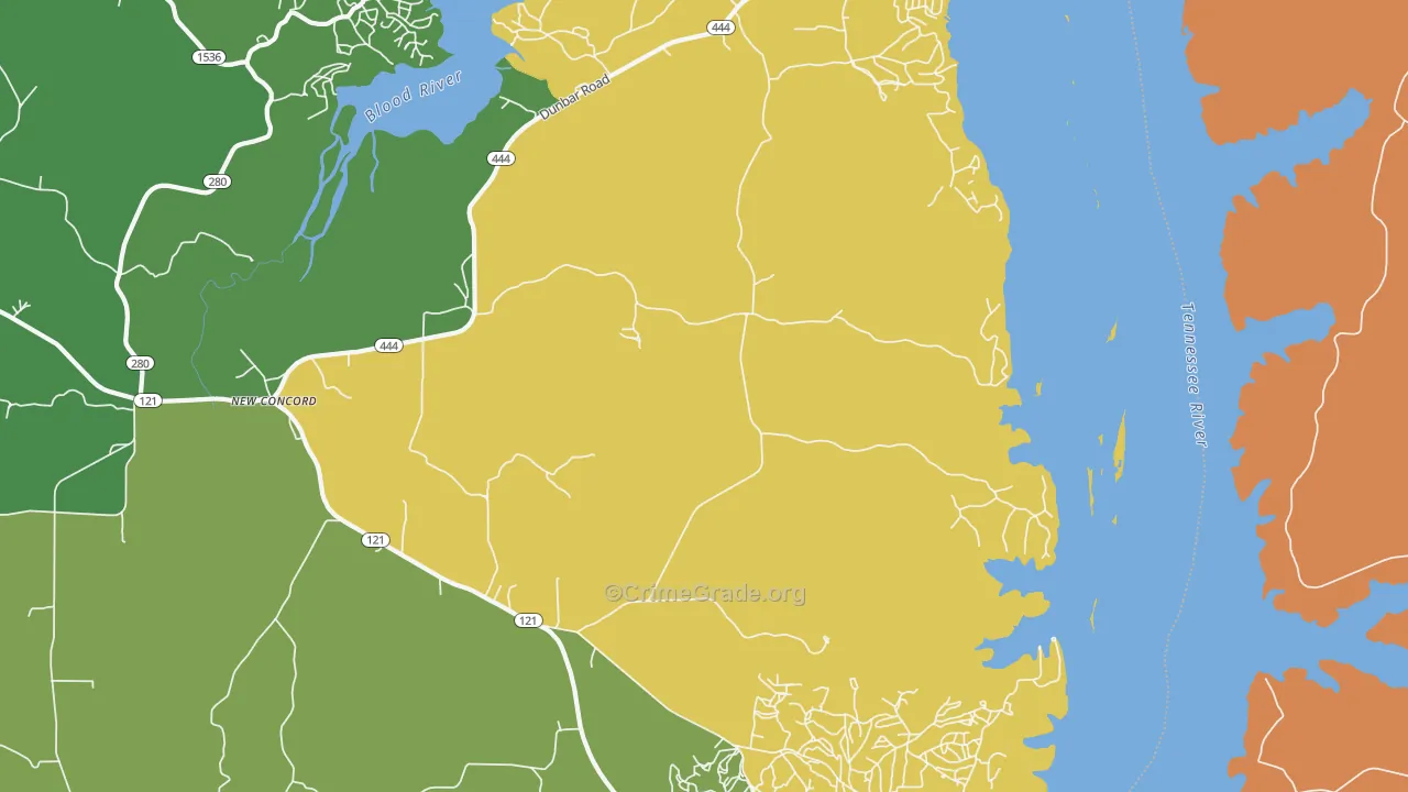 42076, KY Map of Vehicle Theft Rates