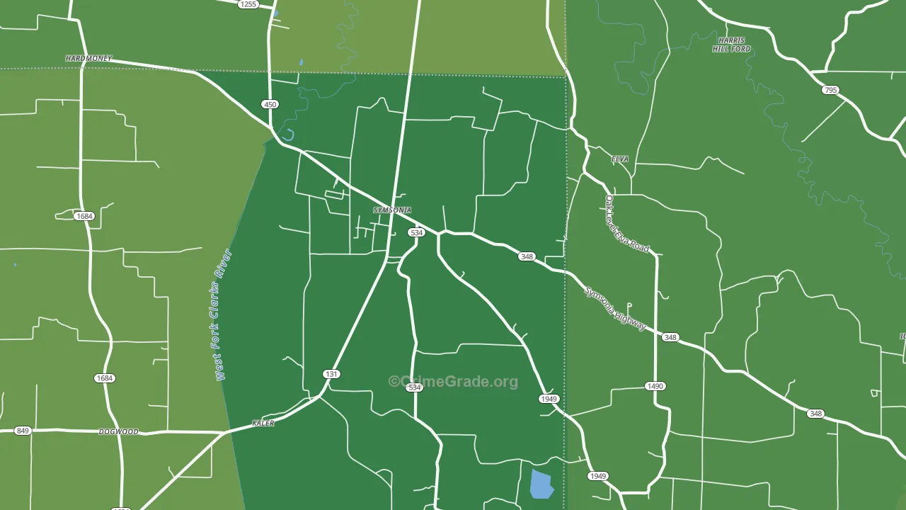 42082, KY Map of Vehicle Theft Rates