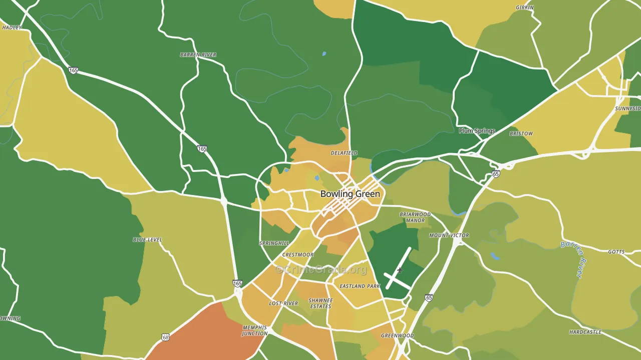 42101, KY Map of Vehicle Theft Rates
