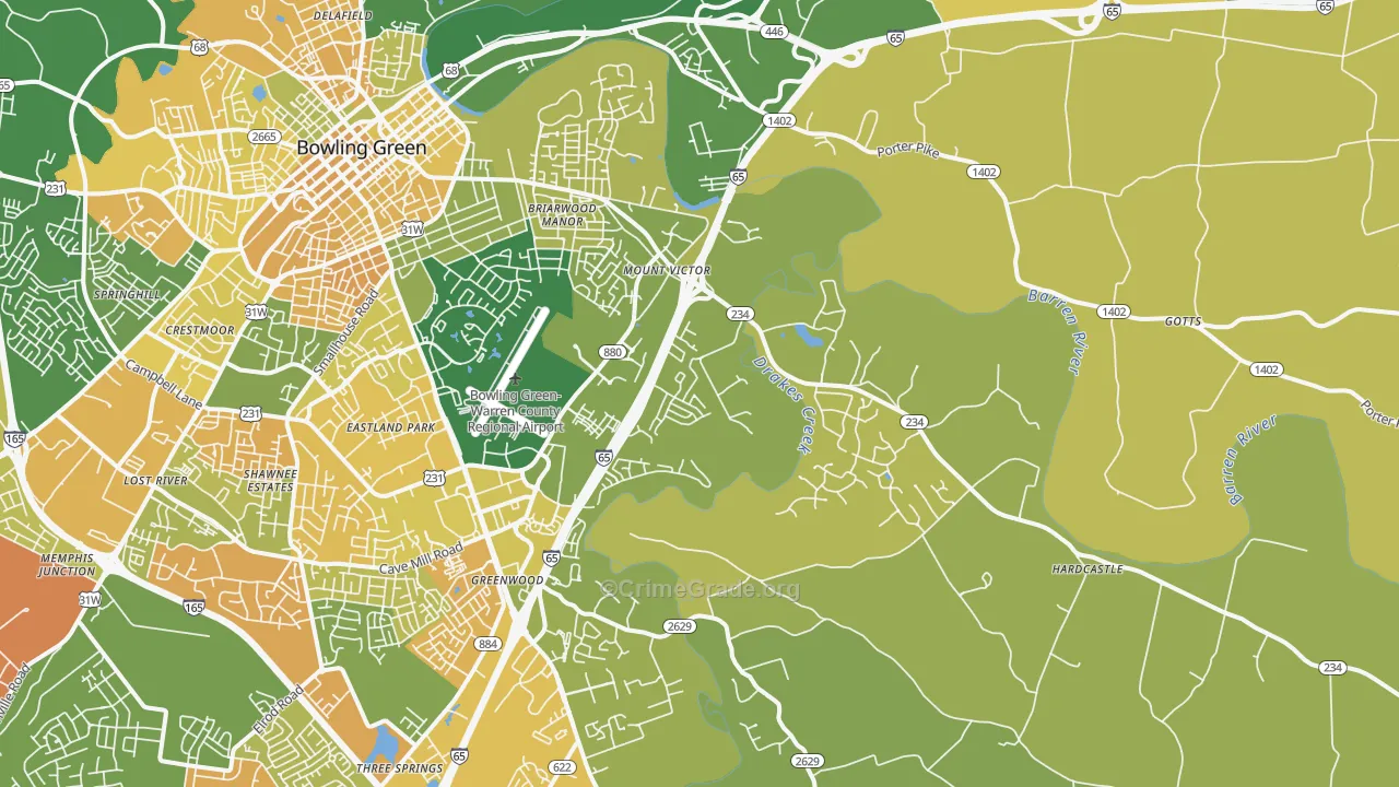 42103, KY Map of Vehicle Theft Rates
