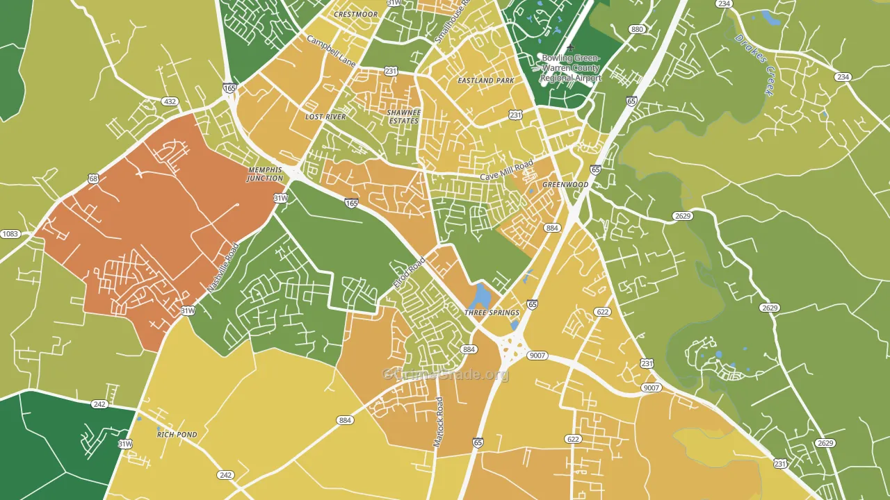 42104, KY Map of Vehicle Theft Rates
