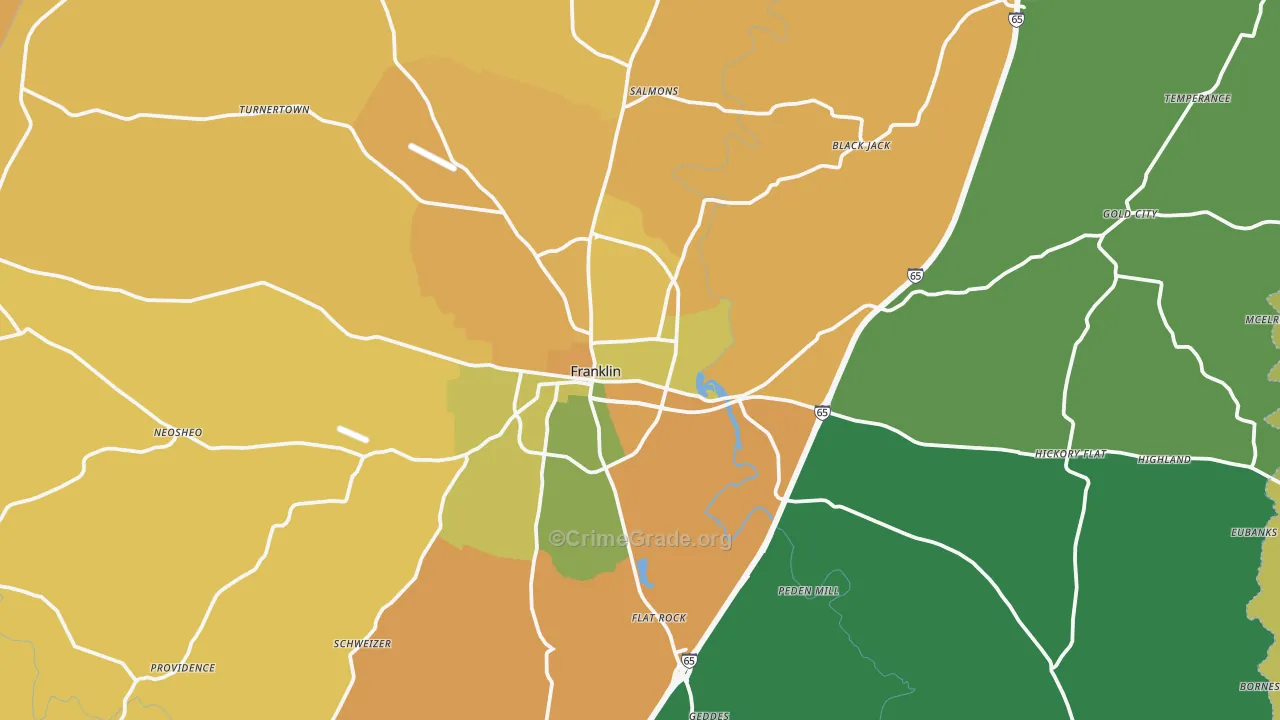 42134, KY Map of Vehicle Theft Rates