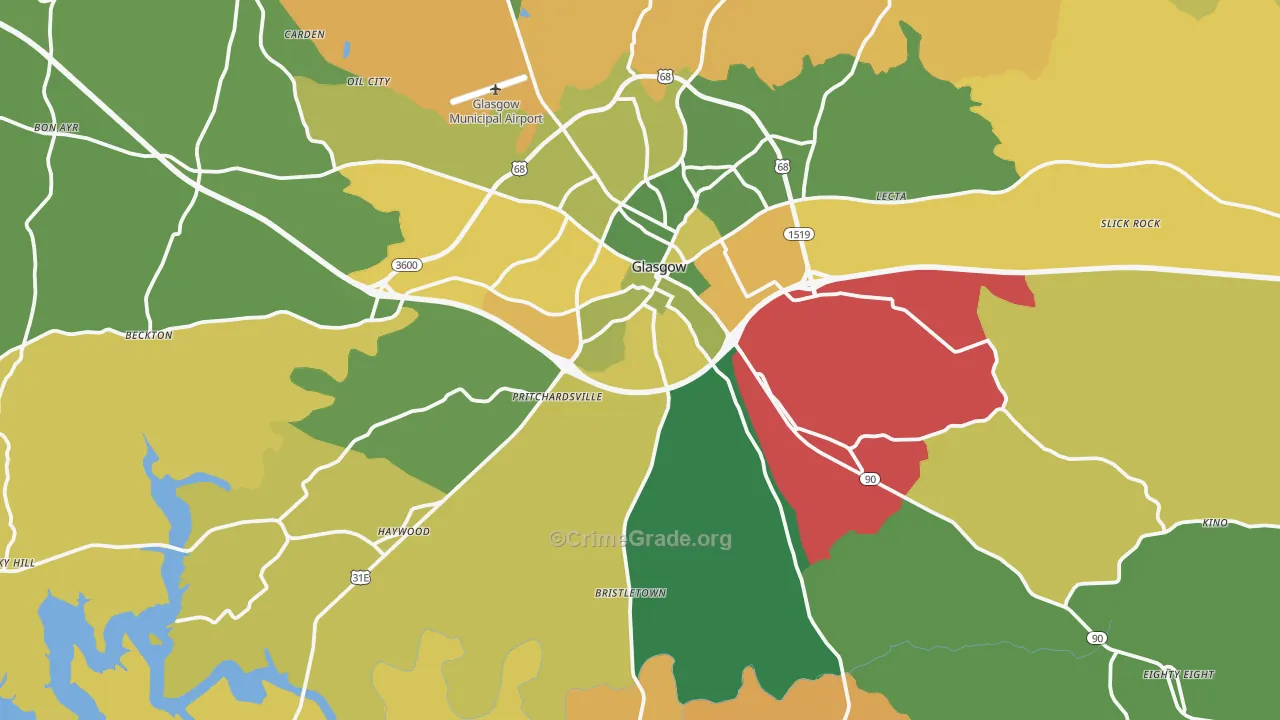 42141, KY Map of Vehicle Theft Rates
