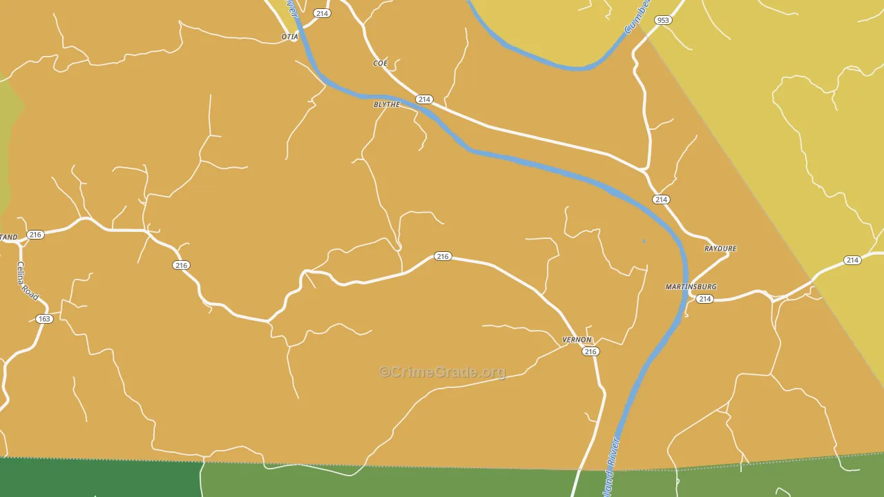 42151, KY Map of Vehicle Theft Rates