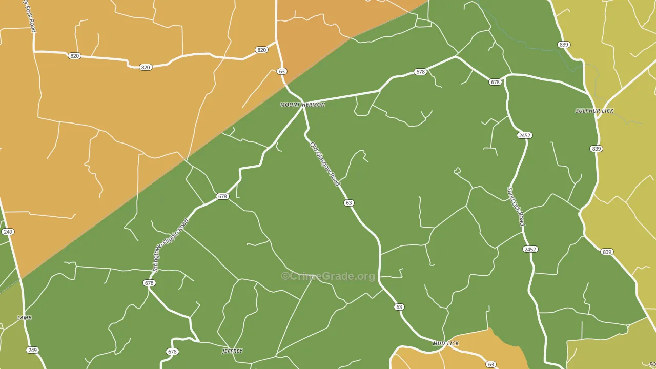 42157, KY Map of Vehicle Theft Rates