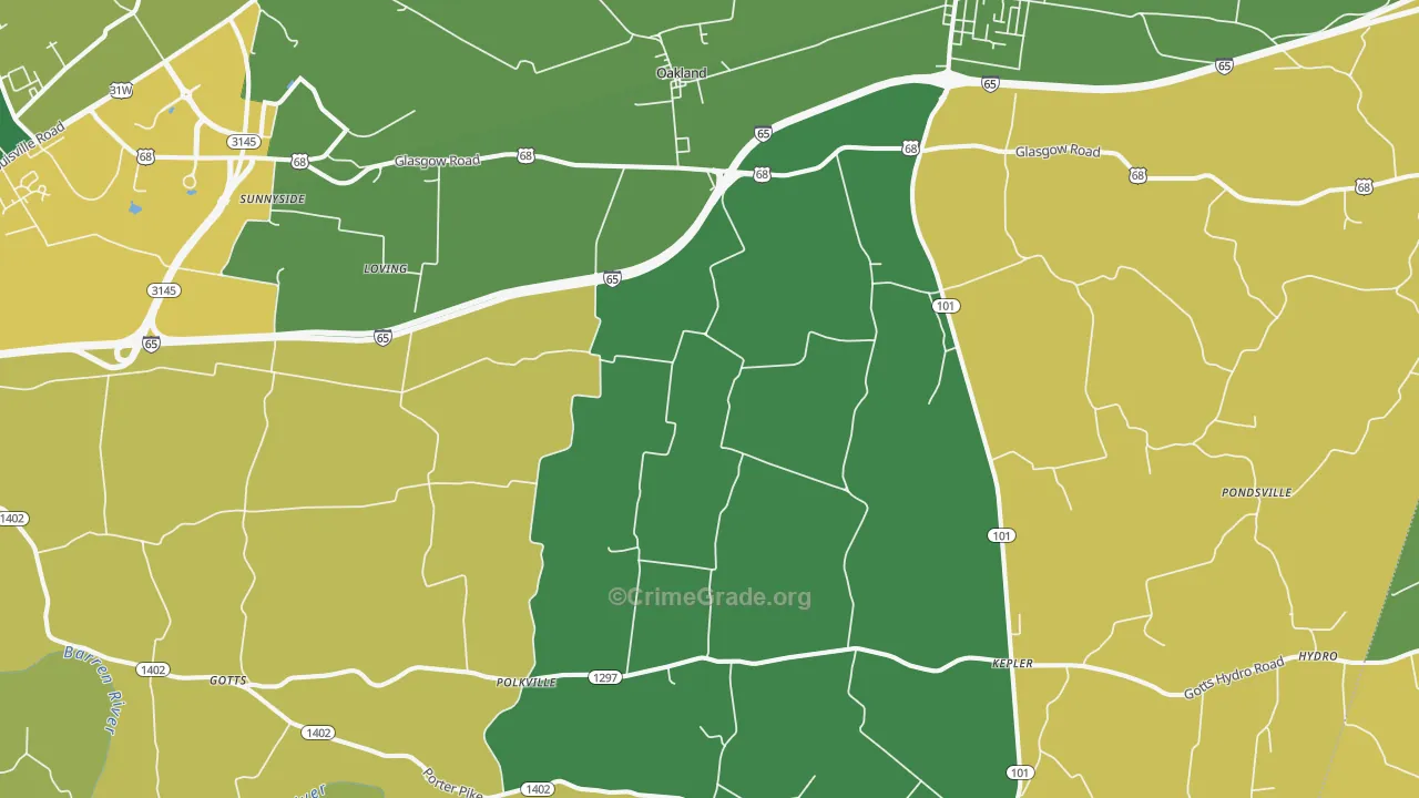 42159, KY Map of Vehicle Theft Rates