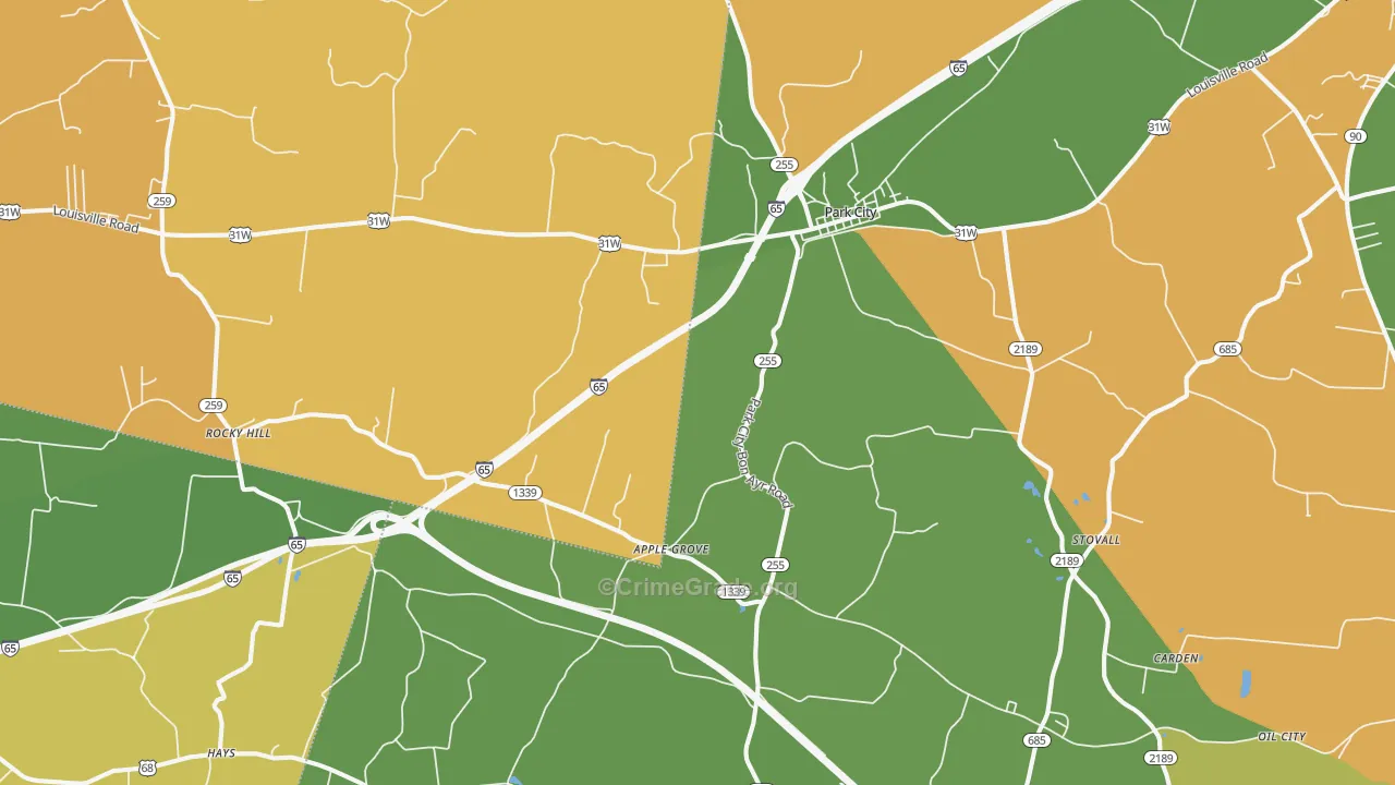 42160, KY Map of Vehicle Theft Rates