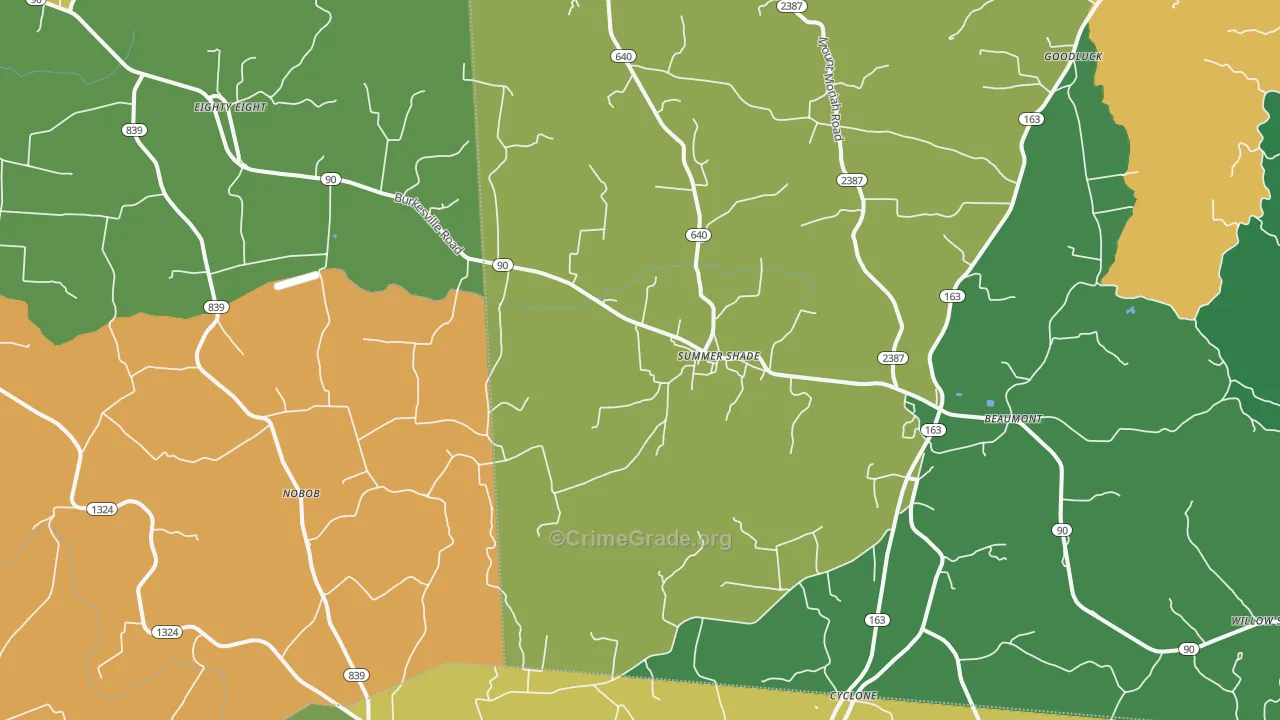 42166, KY Map of Vehicle Theft Rates