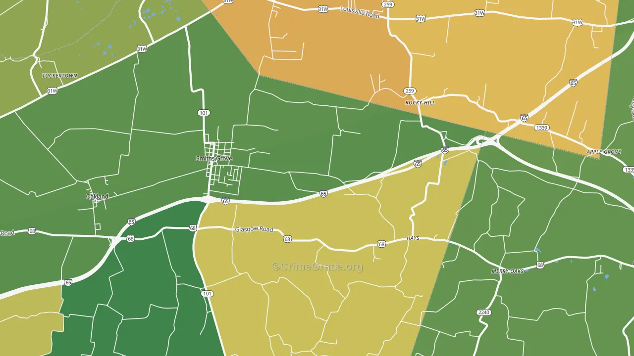 42171, KY Map of Vehicle Theft Rates