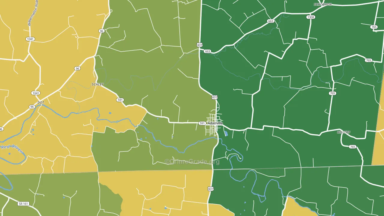 42202, KY Map of Vehicle Theft Rates