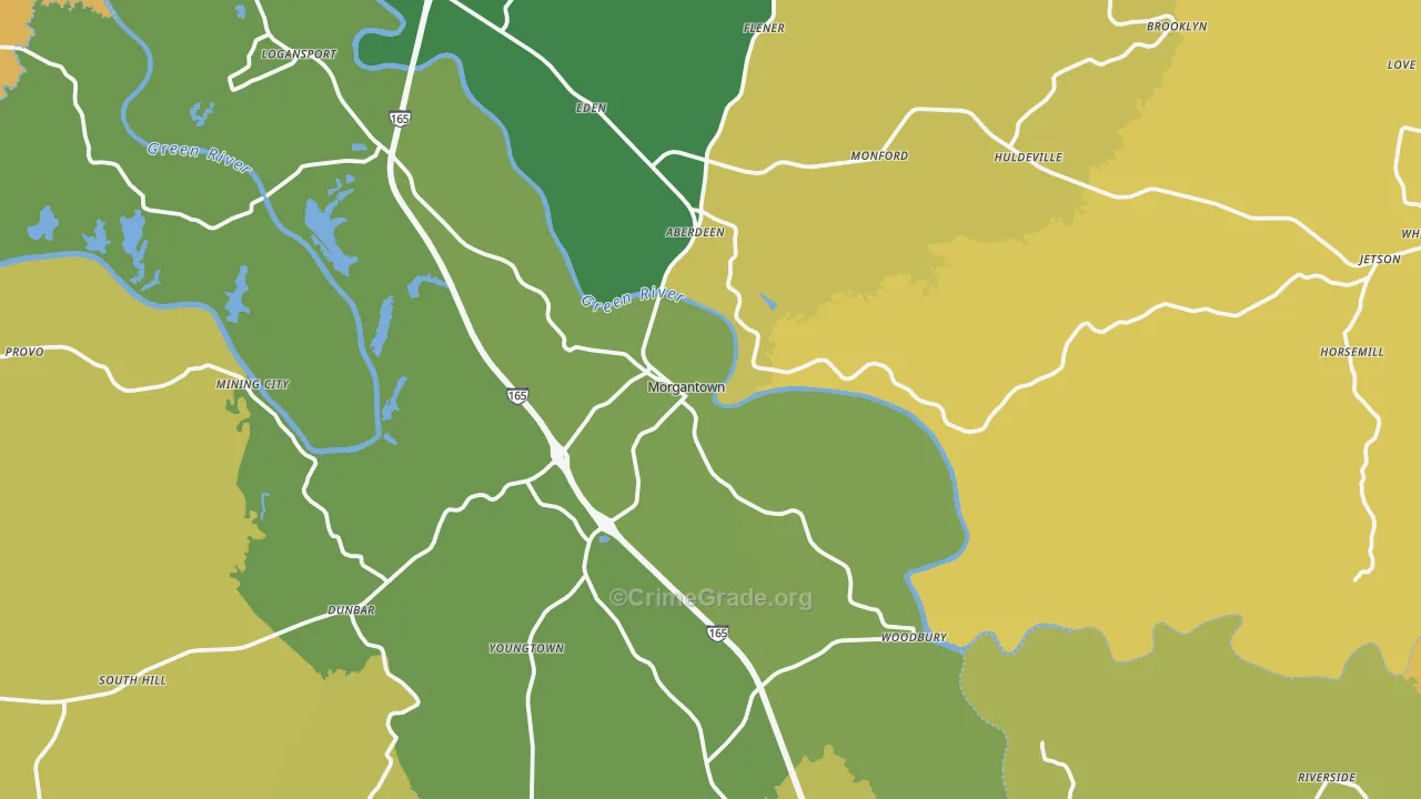 42261, KY Map of Vehicle Theft Rates