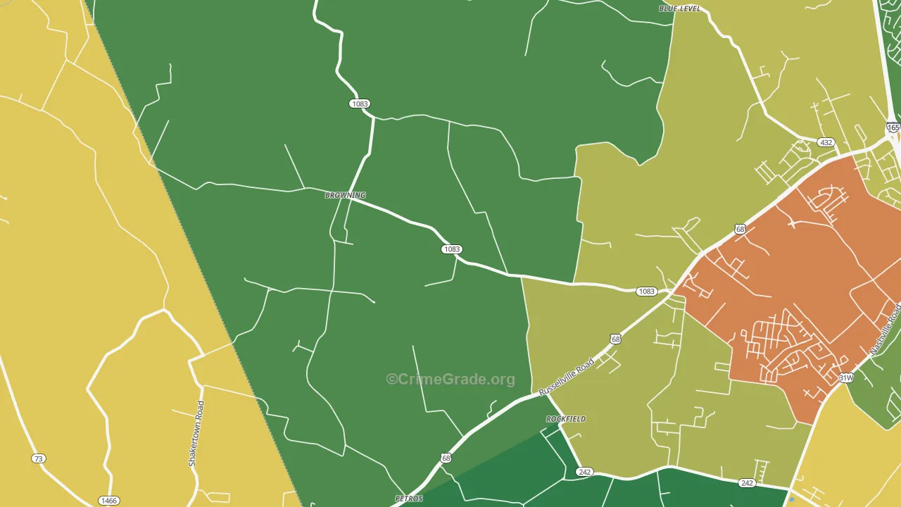 42274, KY Map of Vehicle Theft Rates