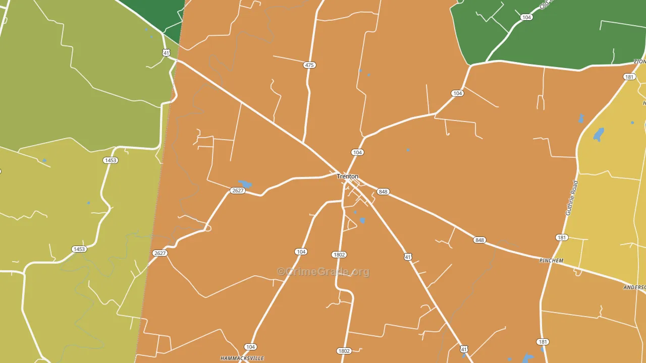 42286, KY Map of Vehicle Theft Rates