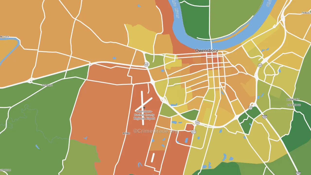 42301, KY Map of Vehicle Theft Rates