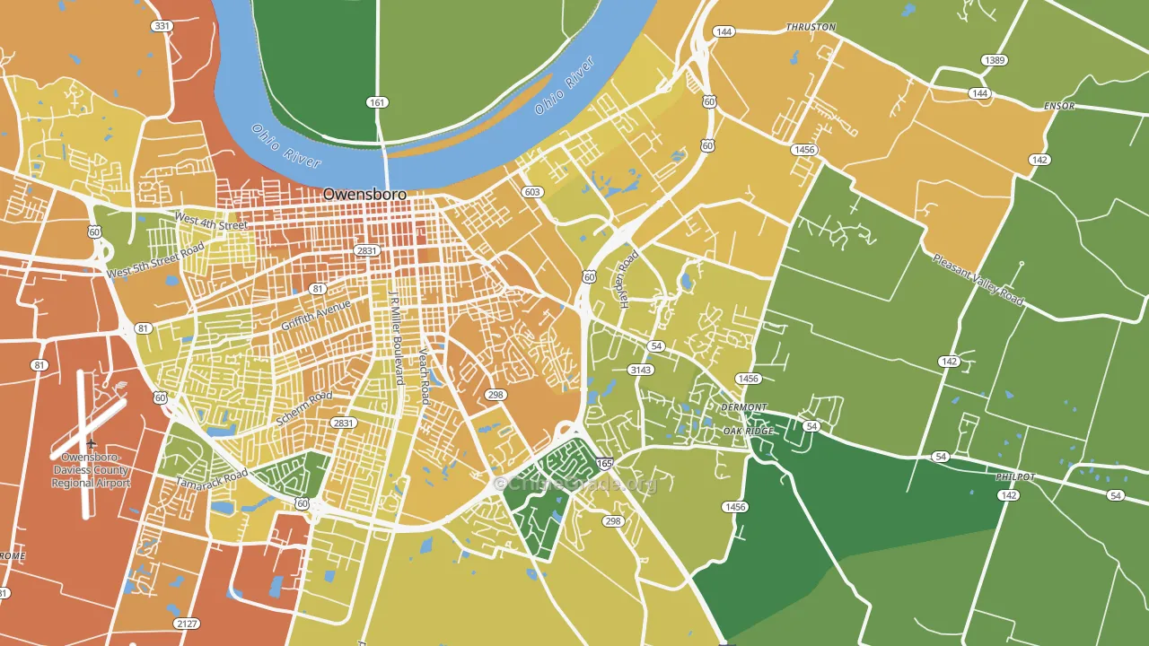 42303, KY Map of Vehicle Theft Rates