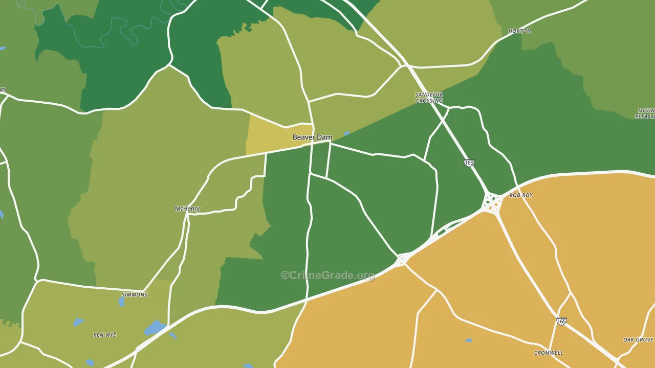 42320, KY Map of Vehicle Theft Rates