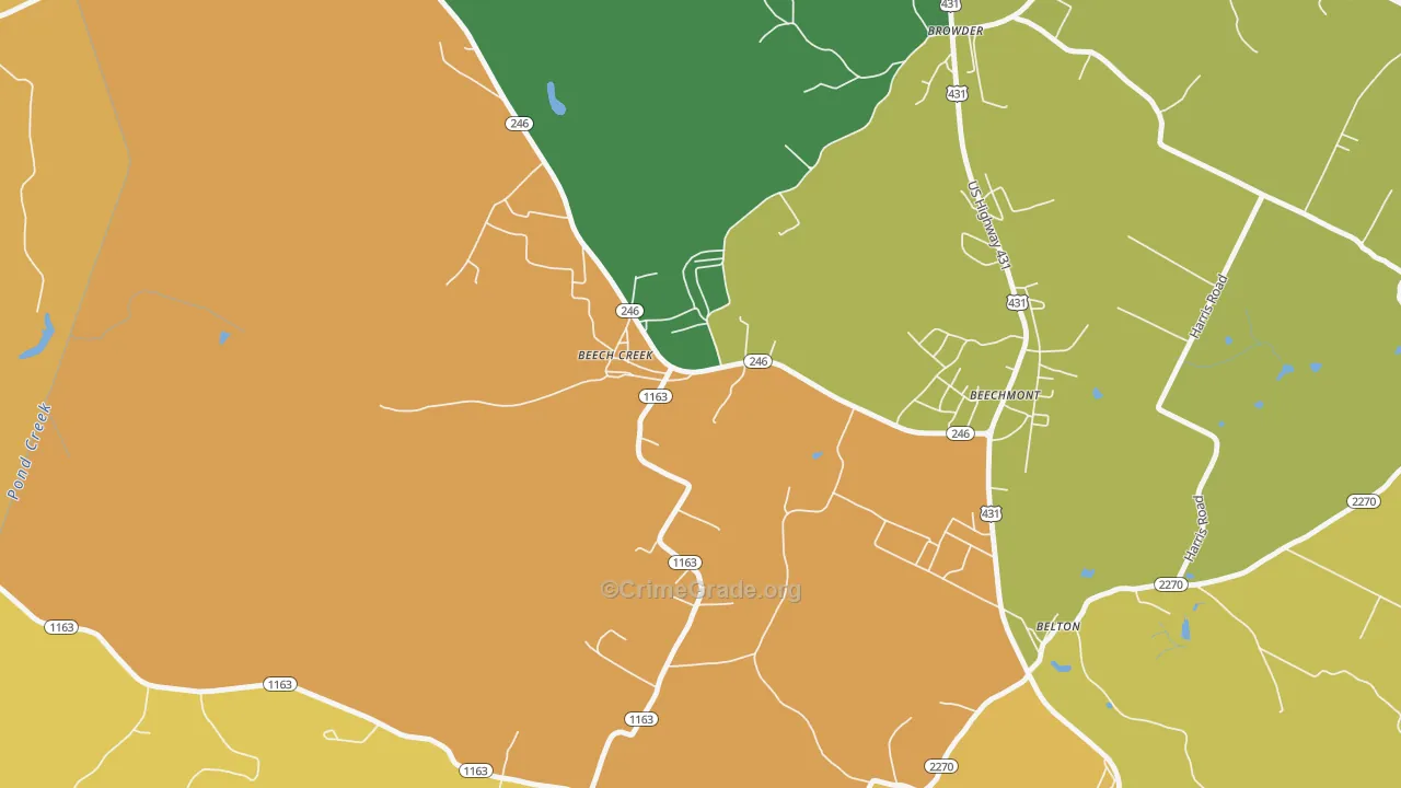 42321, KY Map of Vehicle Theft Rates