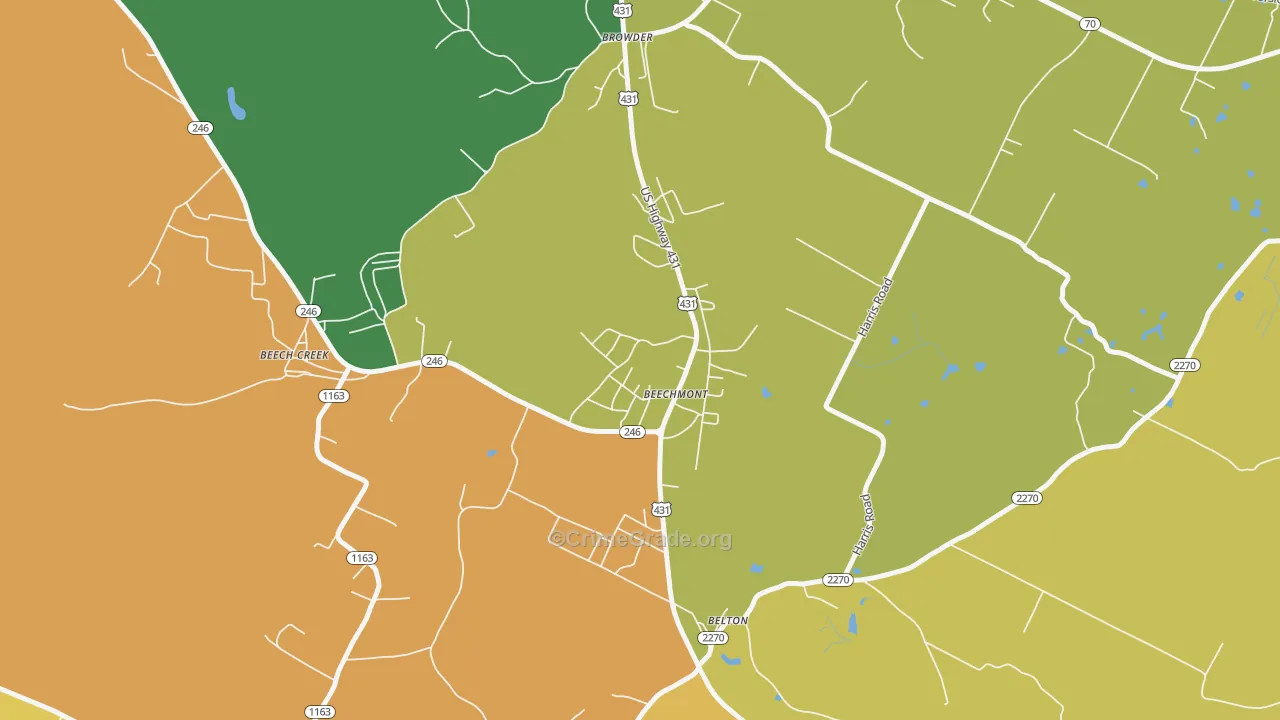 42323, KY Map of Vehicle Theft Rates
