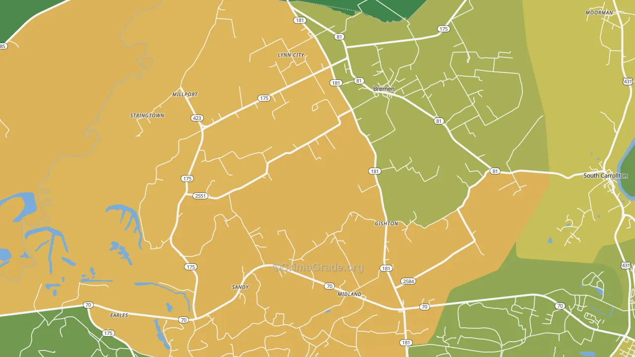 42325, KY Map of Vehicle Theft Rates