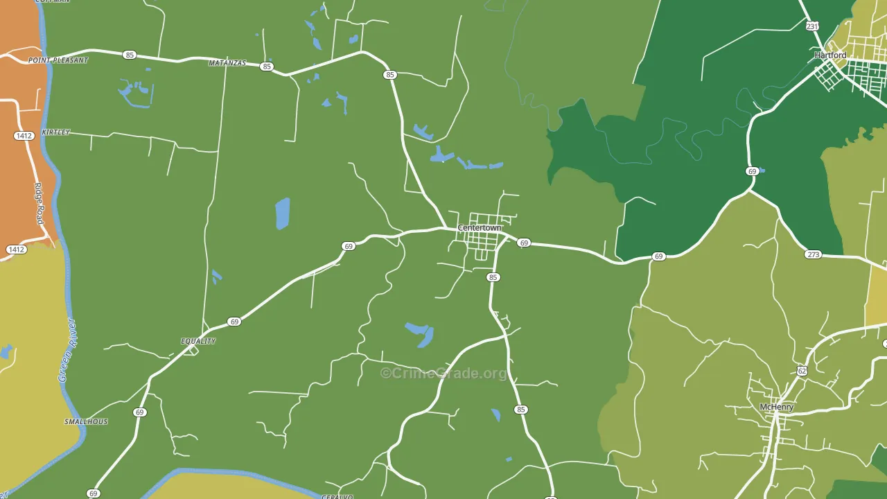 42328, KY Map of Vehicle Theft Rates