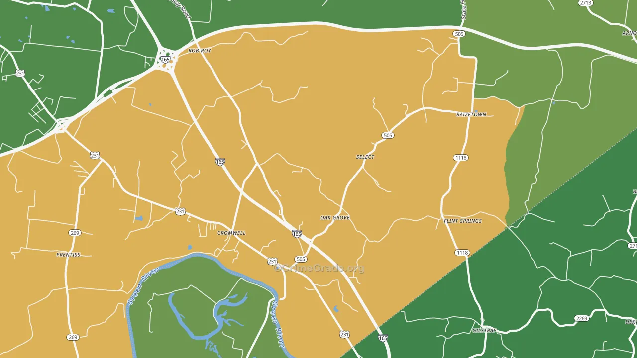 42333, KY Map of Vehicle Theft Rates