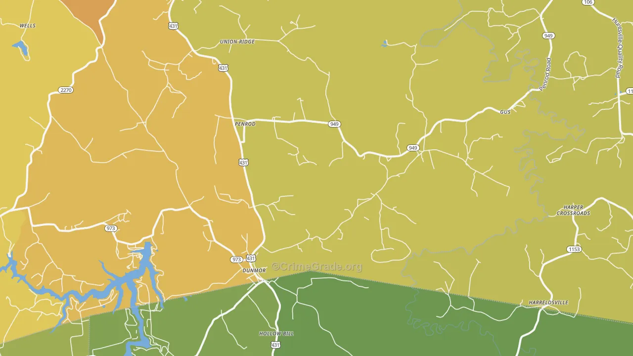 42339, KY Map of Vehicle Theft Rates