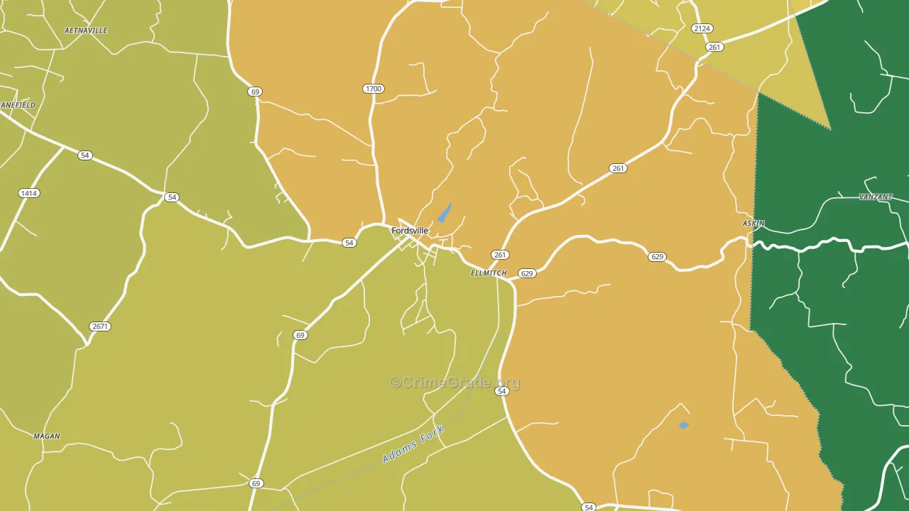 42343, KY Map of Vehicle Theft Rates