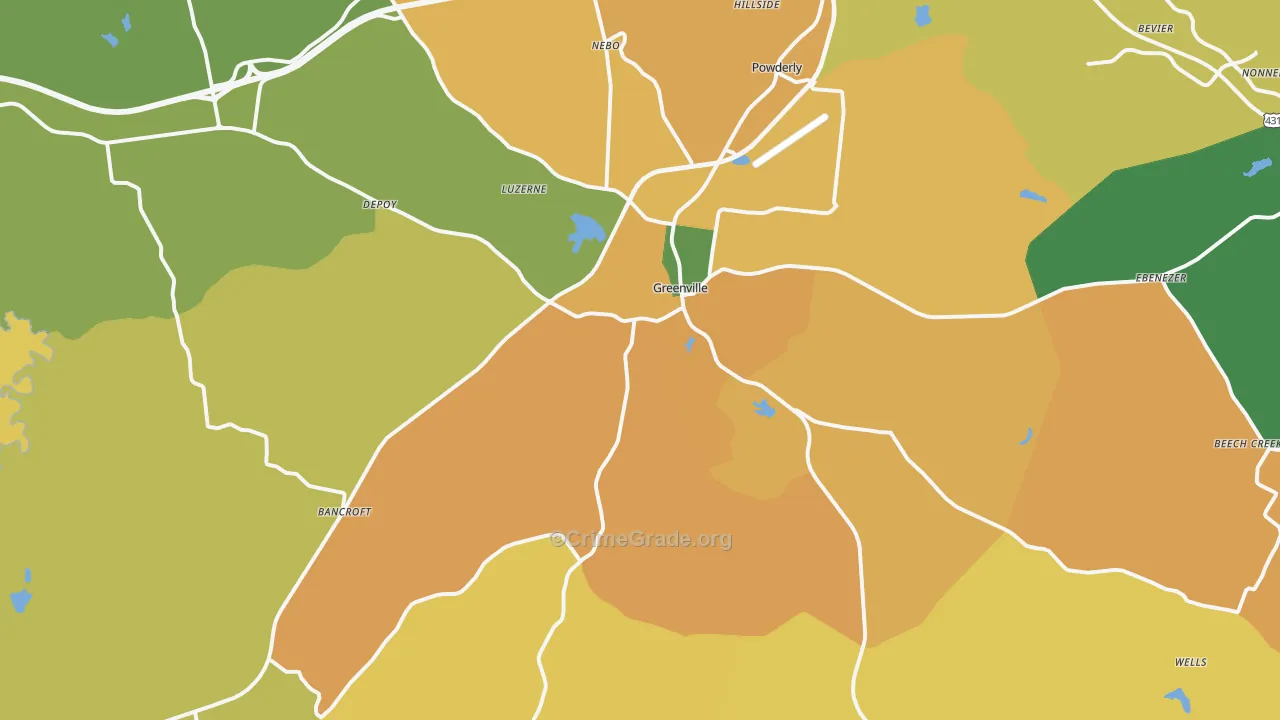 42345, KY Map of Vehicle Theft Rates