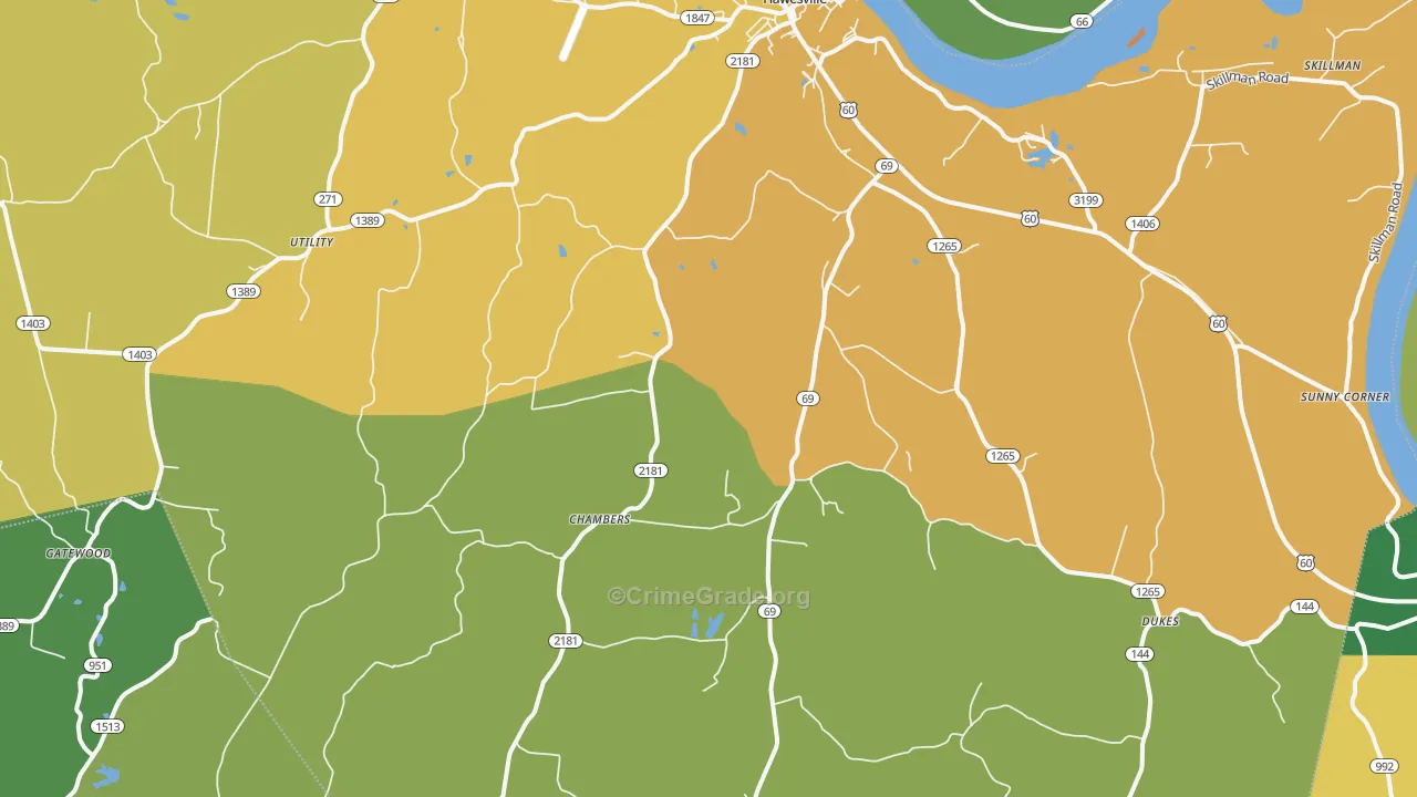 42348, KY Map of Vehicle Theft Rates
