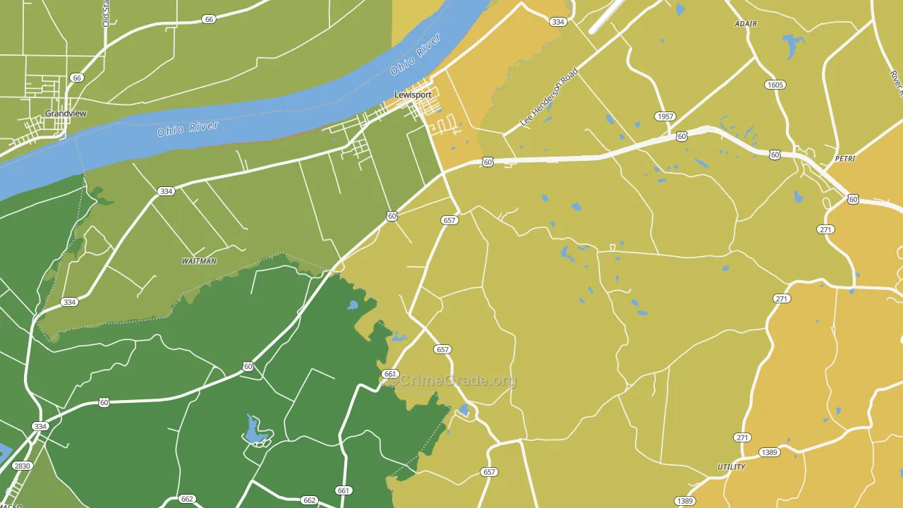 42351, KY Map of Vehicle Theft Rates