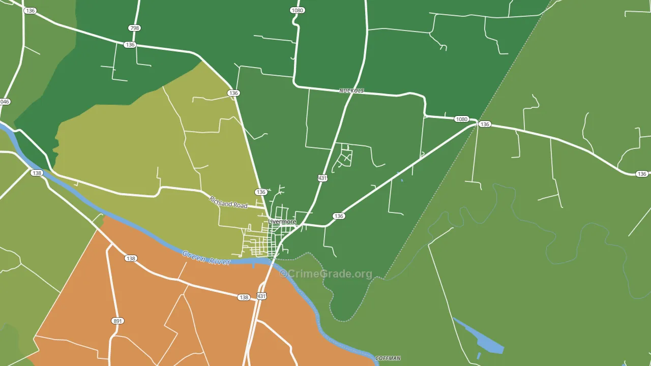 42352, KY Map of Vehicle Theft Rates